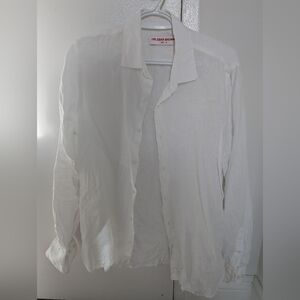 Orlebar Brown White Linen Shirt, Small